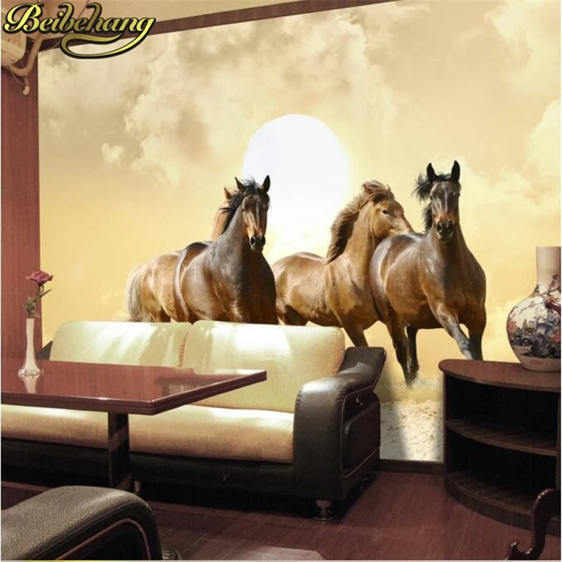 

beibehang photo wall paper papel de parede 3d perspective galloping horse hotel bedroom living room painting mural 3d wallpaper