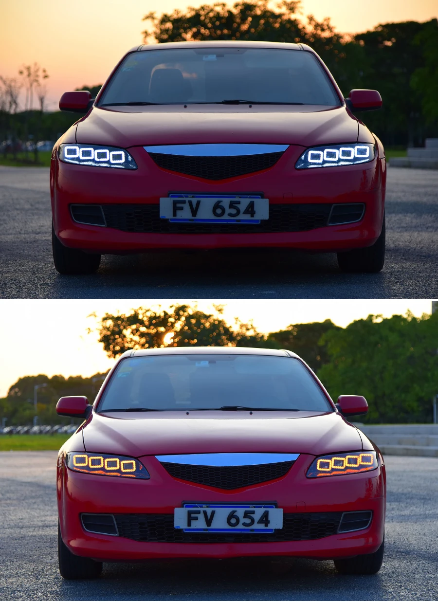 Головной светильник в сборе для Mazda 6 2003- модифицированный Bugatti полный светодиодный светильник светодиодный дневной ходовой светильник светодиодный указатель поворота