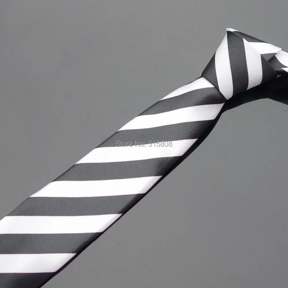

Ikepeibao Men's Skinny Ties Printed Narrow Tie Black White Wide Stripes tie for Business Wedding Holiday