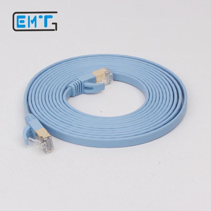 Cat 7 RJ45 экранированный Чистый медный LAN сетевой Ethernet-Кабель Интернет шнур синий 1 м
