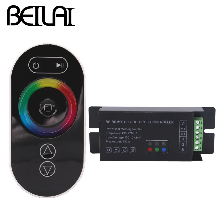 BEILAI AC/DC 12 24V 18A сенсорный светодиодный RGB Управление RF Беспроводной дистанционного