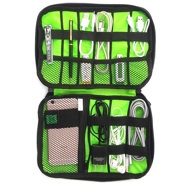 Double-layer digital data cable storage bag iPad mobile phone accessories multi-function electronic package | Дом и сад