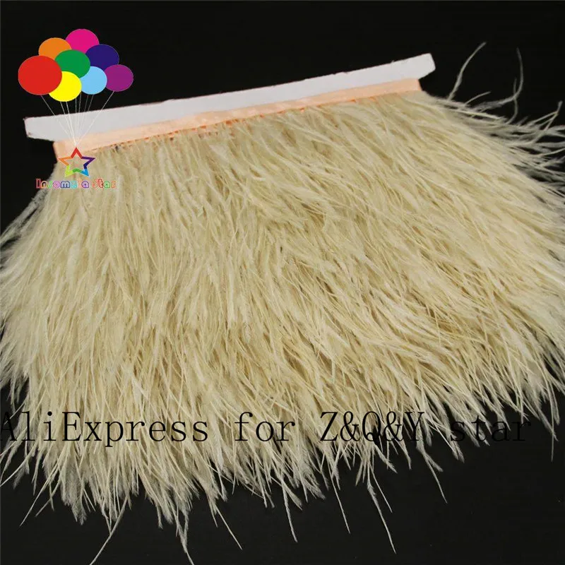 

Z&Q&Y natural beautiful ostrich hair dyed yellow teeth made cloth edge DIY clothing show craft accessories feather