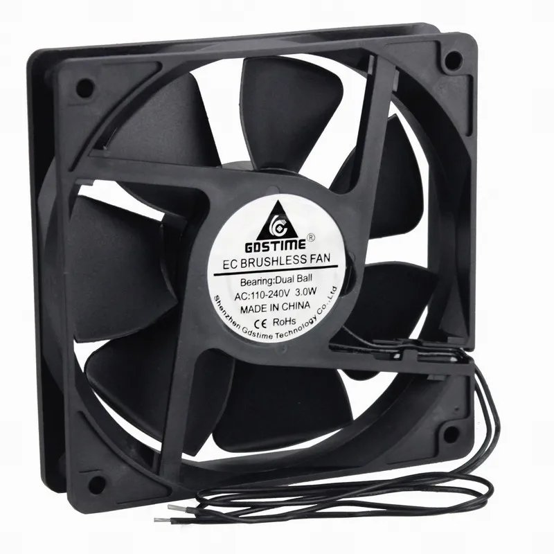 2 Pcs Gdstime 120*120*25mm Electric Cooling Fan AC 110V 115V 220V 230V 240V EC Motor Cooler 12cm 2700RPM 12025B 120mm x 25mm | Компьютеры