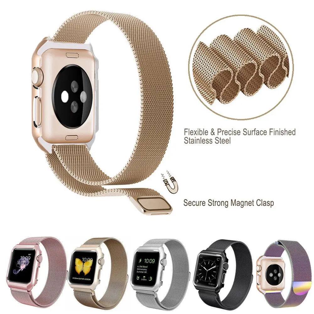 Магнитный Миланский ремешок на запястье для Apple Watch 4 Band 38/40mm4 2/44 мм браслет из