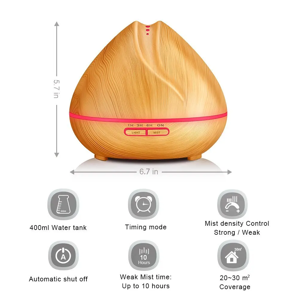 400ML Ultrasonic Aroma Essential Oil Diffuser LED Night Light Aromatherapy Air Humidifier For Office Bedroom | Бытовая техника