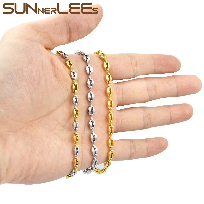 SUNNERLEES модные ювелирные изделия 4 мм Мужские и женские кофейные зерна звенья цепи