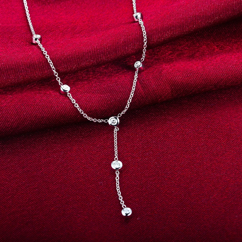 Новое поступление ZOCAI бренд падающая звезда 0.14 СТ CERTIFIED18K белое золото Nacklace T024 |
