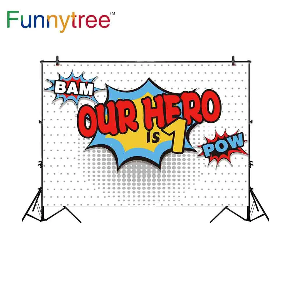 Фон Funnytree для фотосъемки мультяшный супергерой комикс бум в горошек фон