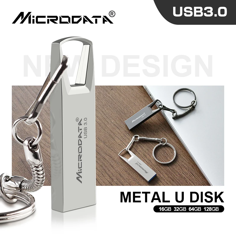 Высокая скорость USB 3,0 Металлический флеш-накопитель 16 ГБ 32 ГБ 64 ГБ 128 ГБ флеш-накопитель водонепроницаемый usb накопитель мини-карта памяти с кольцом для ключей