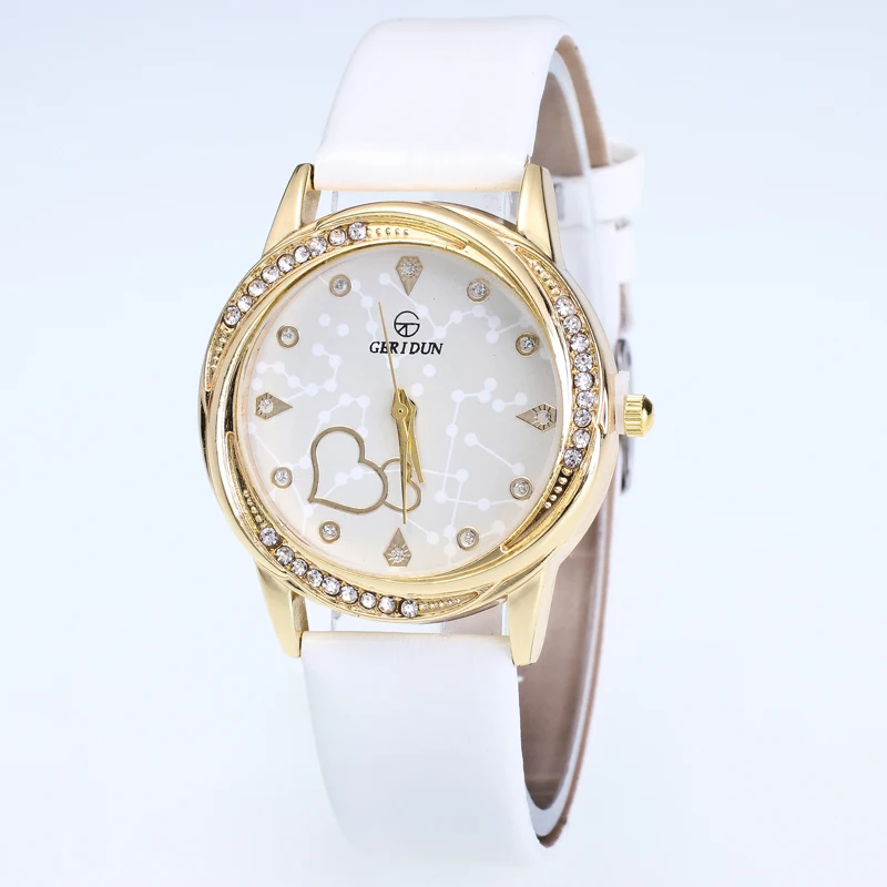 Новое поступление низкая цена Geridun часы с сердцем женские розовое золото модный