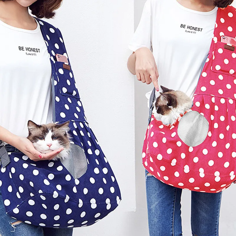 Холщовая Сумка слинг для домашних животных кошек и собак регулируемая дышащая