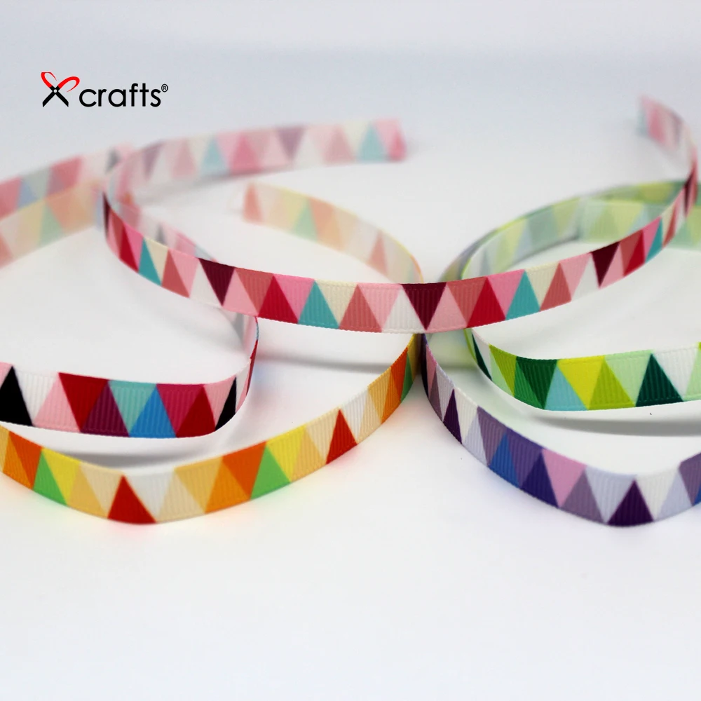 PPCrafts 3/8 &quot10 мм Grosgrain лента с принтом треугольник для поделок своими руками Hairbow