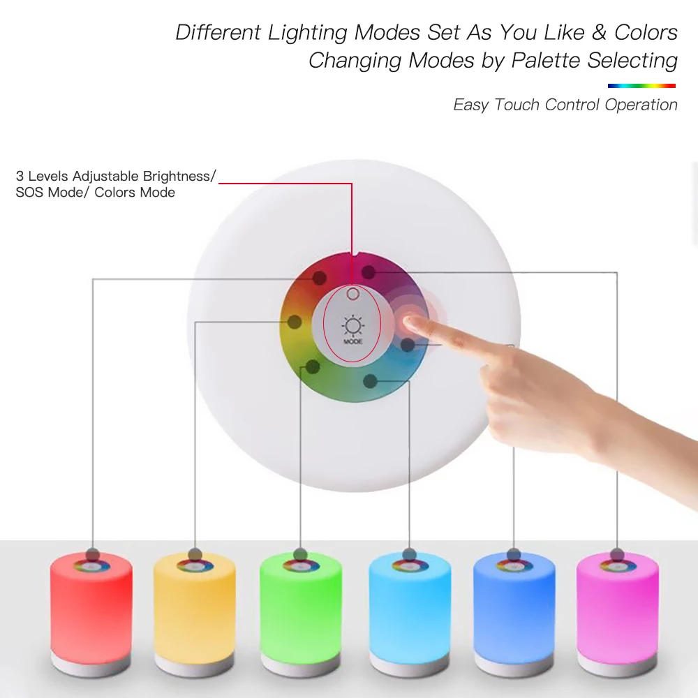 

Rechargeable Smart LED Touch Control Night Light Induction Dimmer Intelligent Bedside Night Lamp Dimmable RGB Color Change