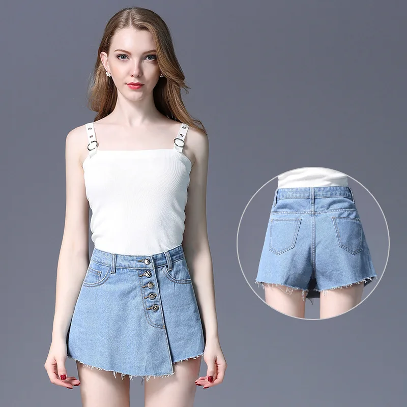 2018 Новые Летние Стильные широкие Джинсовые шорты Женская мода бары анти тащить
