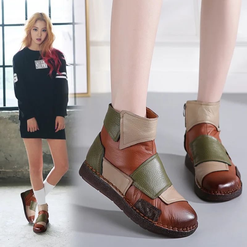 2018 Новинка зимы Модные женские туфли ботильоны из натуральной кожи Повседневное