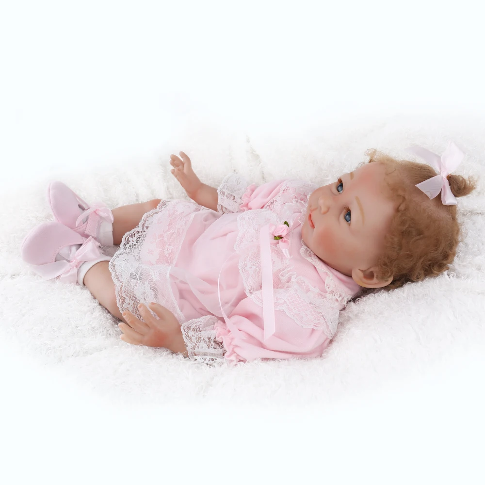 

NPK new design 22inch soft body silicone reborn baby doll pink girl princess reborn toddler doll gift toys bebes reborn