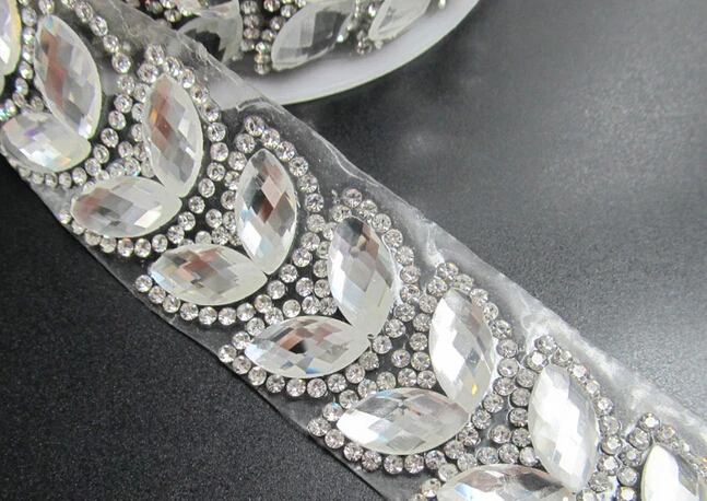 1 ярд прозрачные стразы аппликация отделка одежды/обувь/сумки костюм Свадебные