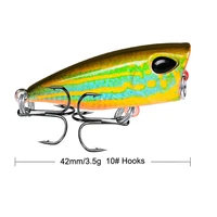 mini popper fishing lure 42mm 3 5g 3d eyes crankbait wobblers 10 hook topwater artificial hard bait for bass bp027