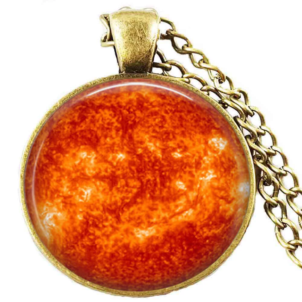

Sun pendant , sun space necklace, space universe sun charm, gift for him her with gift chain women Fashion men style