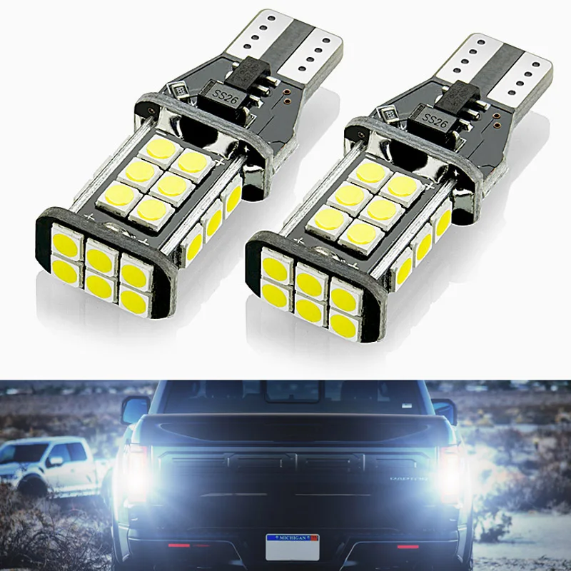 Сверхъяркие чипсы CANBus T15 W16W 921 912 24SMD 3030 2 шт. светодиодные лампы для фонарей заднего