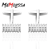 memolissa novelty silvery cufflinks cylinder shape spiral design shirt button mens fashion cuff links gifts for men wholesale