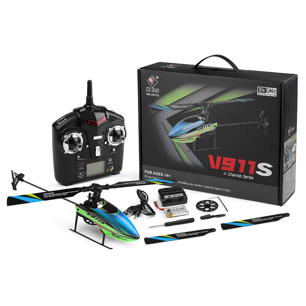 A V911S 2,4G 4CH 6-Aixs Gyro Flybarless RC вертолет RTF-Mode 2 - Цвет: A