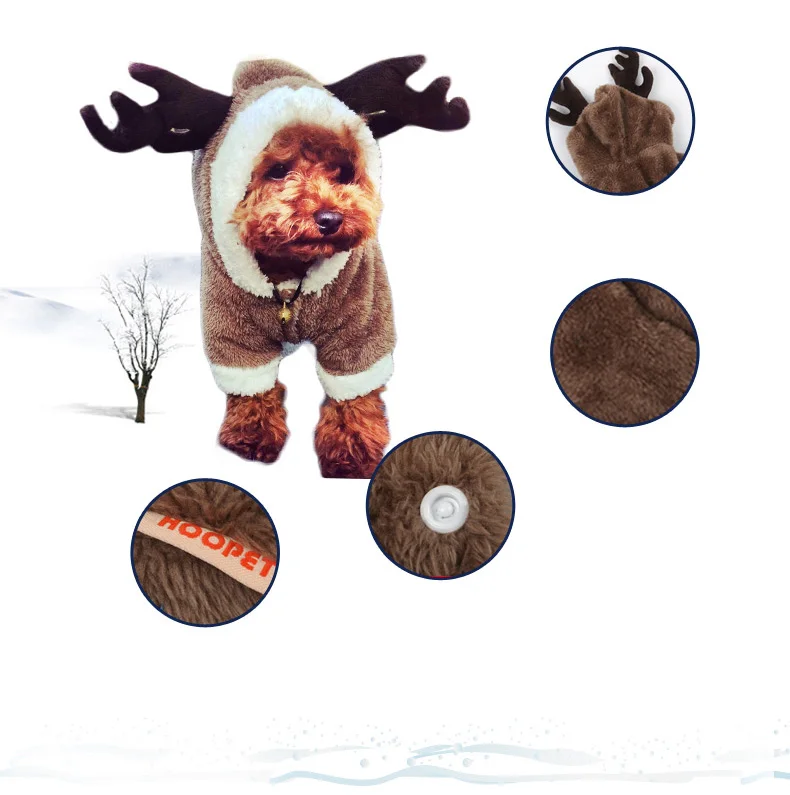 HOOPET Pet Cosplsy костюм Рождество Лось супер мягкая толстовка для маленькой собаки комбинезон зима осень# K