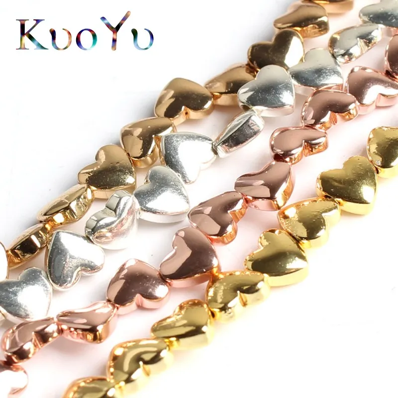 6x5MM Natural Stone Love Heart Hematite Rose Gold Silver Plated Beads High Quality Loose For Jewelry Making DIY Bracelet | Украшения и