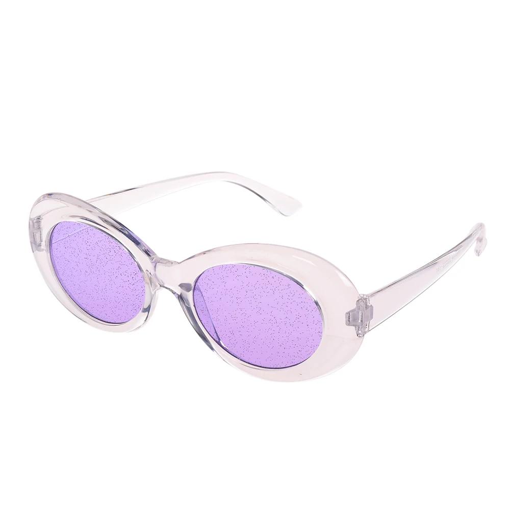 purple transparent Модные овальные очки Разноцветные Солнцезащитные очки женские солнцезащитные очки с линзами сплав Солнцезащитные очки женские очки оправа водительские очки блеск - Название цвета: purple transparent