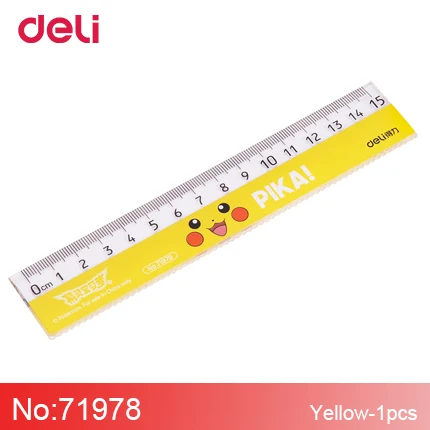 71978-yellow Deli Покемон Милый Пикачу художественная креативная Линейка Канцелярские Принадлежности для студентов 15 см волнистый узор прозрачная пластиковая линейка для детей горячая распродажа - Цвет: 71978-yellow