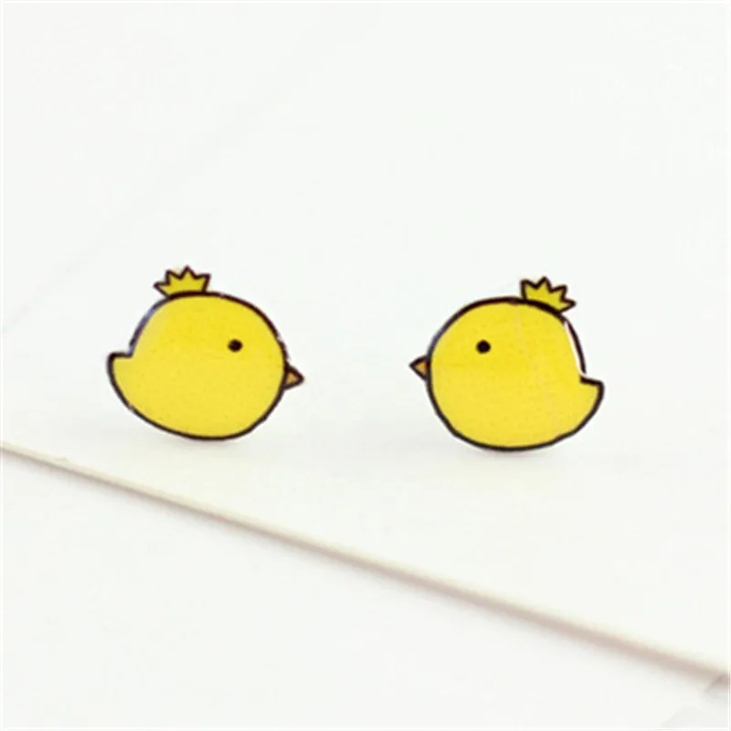 chicken Серьги-гвоздики в виде милой кошечки, кошки, лапы, собаки, милого цыпленка, Кита, панды для женщин, девочек, детей, brincos - Окраска металла: chicken