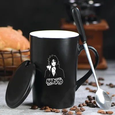 X OUSSIRRO Наруто Какаши Бесконечность кружки чистый цвет керамические кружки чашка с крышкой и ложкой кухонный инструмент подарок - Цвет: X