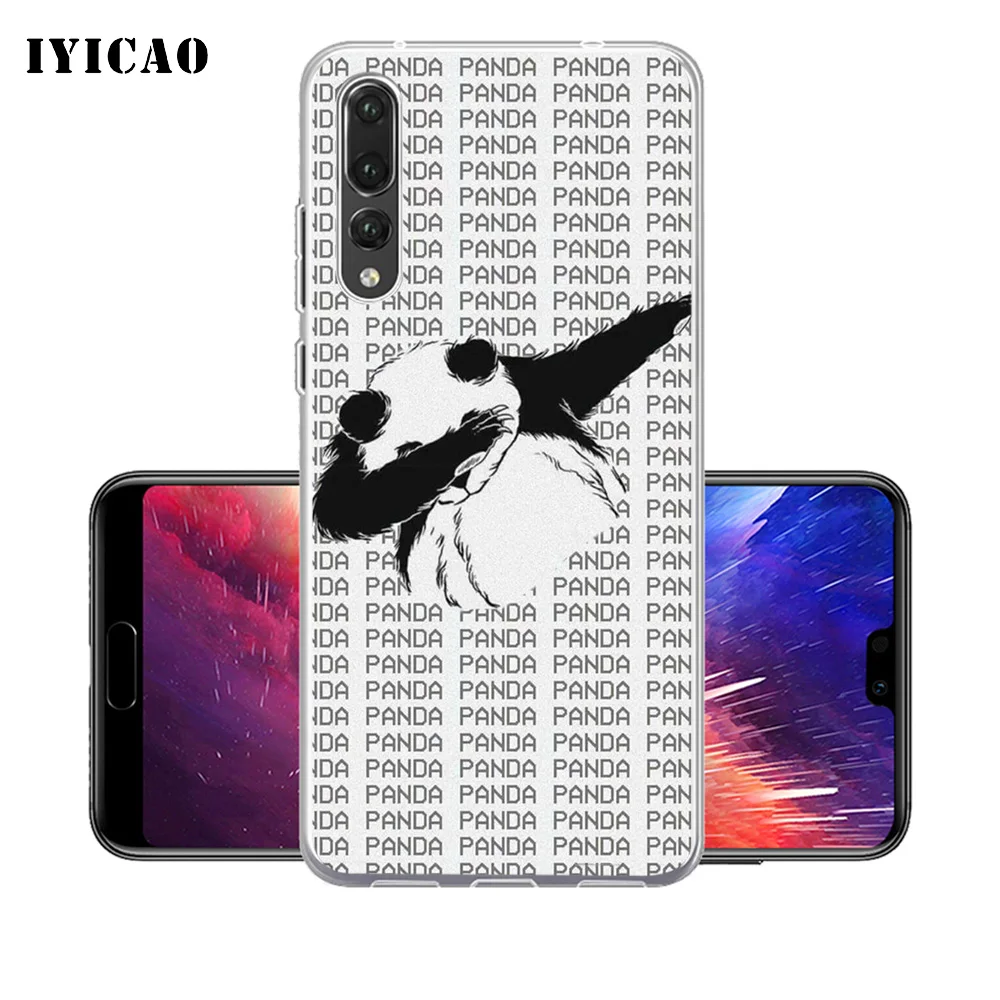 IYICAO funny cartoon panda Soft Silicone Phone Case for Huawei P30 P20 Pro P10 P9 P8 Lite P Smart TPU Cover | Мобильные телефоны и