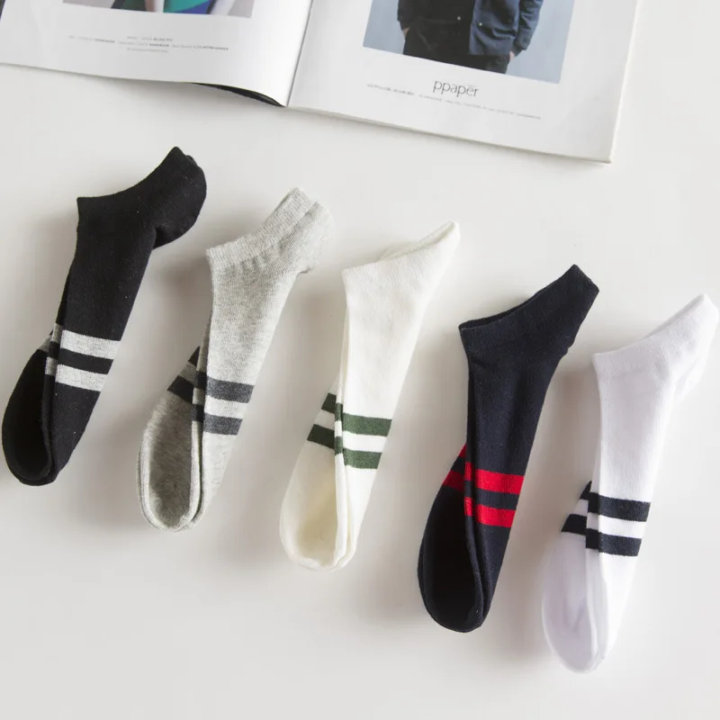 2 пар/лот летние тонкие хлопковые носки башмачки мужские трендовые простые в две