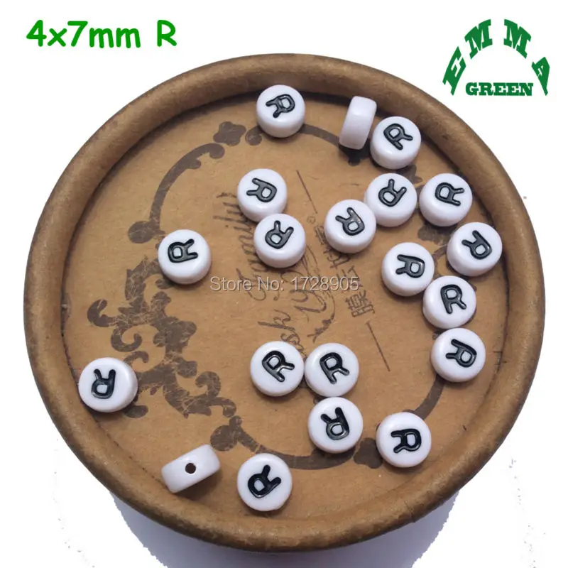 Акриловые Мини-бусины 7 мм Белый Алфавит плоские круглые буквы бусины от A до Z