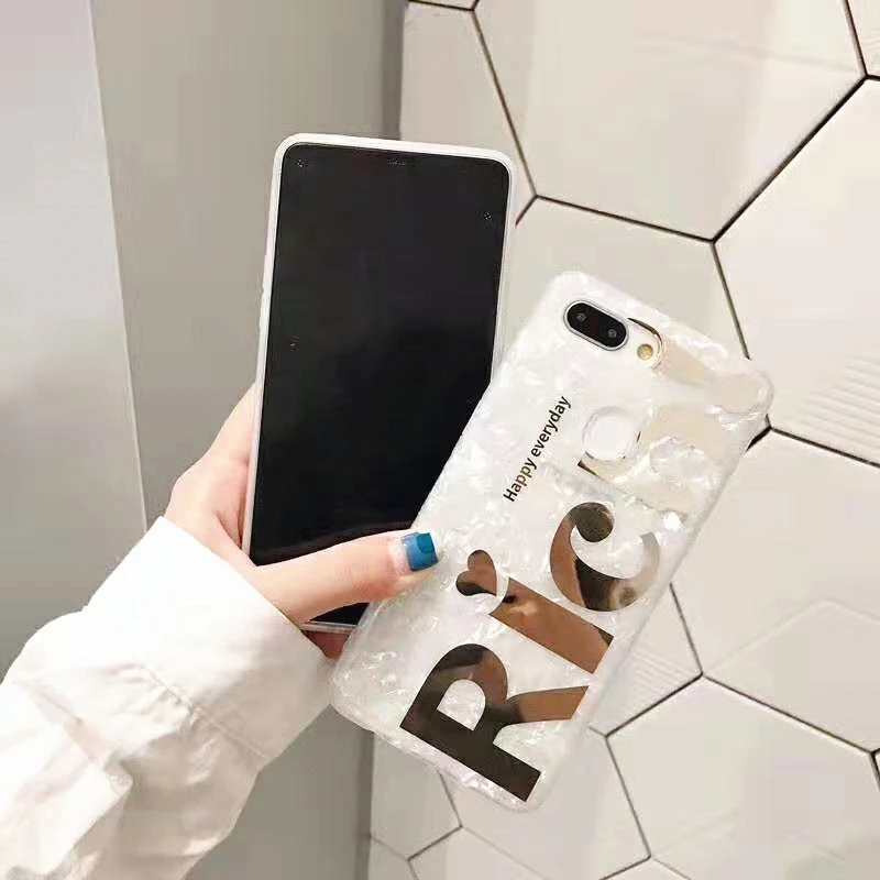 Sdreefge Gold English Letters Conch Veins Phone Case For iphone XS Max X XR 8 7 6 S Plus Back Cover Fashion TPU Cases Retro Capa |