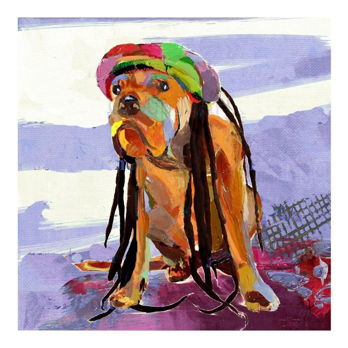 Ручная роспись современные картины маслом картина милая собака абстрактное