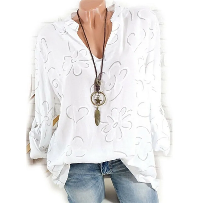 Women's Printed Chiffon T-shirt Summer Soft Long Sleeves T-shirts New Sexy V Neck Casual Loose Tops Ladies' Fashion Top Hot Sale |