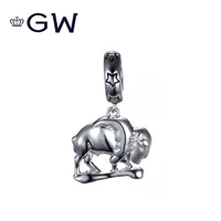 gw pendant cow 925 sterling silver american buffalo beads fit original gw charm bracelet diy jewelry gift
