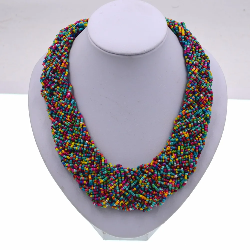 Горячая мода ювелирные изделия массивные бусы радужные разноцветные Биб цепи