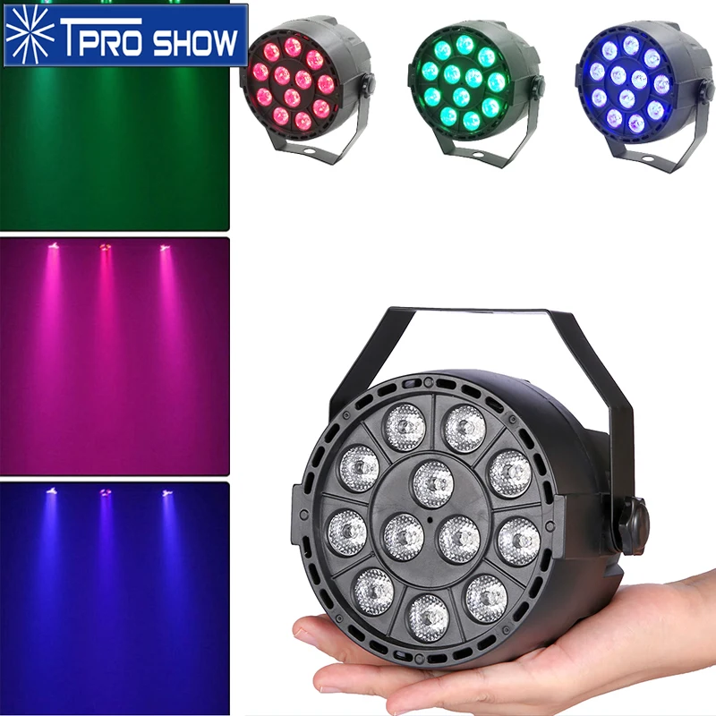 

RGB LED Par 12x3W Tricolor DJ LED Stage Light Dmx 512 Music Activated Pocket Size Disco Light Projector for Home Party Wedding