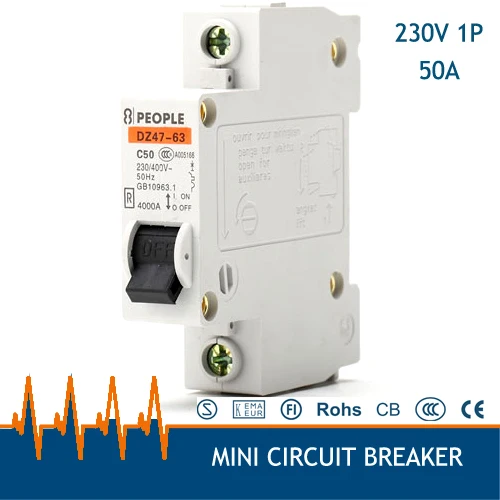 1P 220 v 400 V 50A DZ47 63 домашний миниатюрный автоматический выключатель Бесплатная