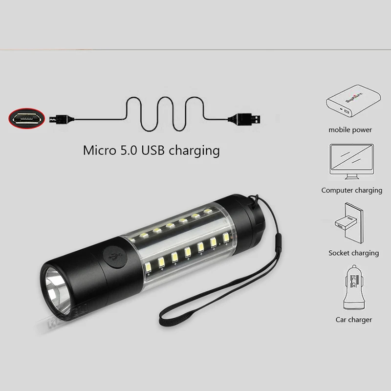 Светодиодный фонарик 5000лм Многофункциональный портативный USB зарядное