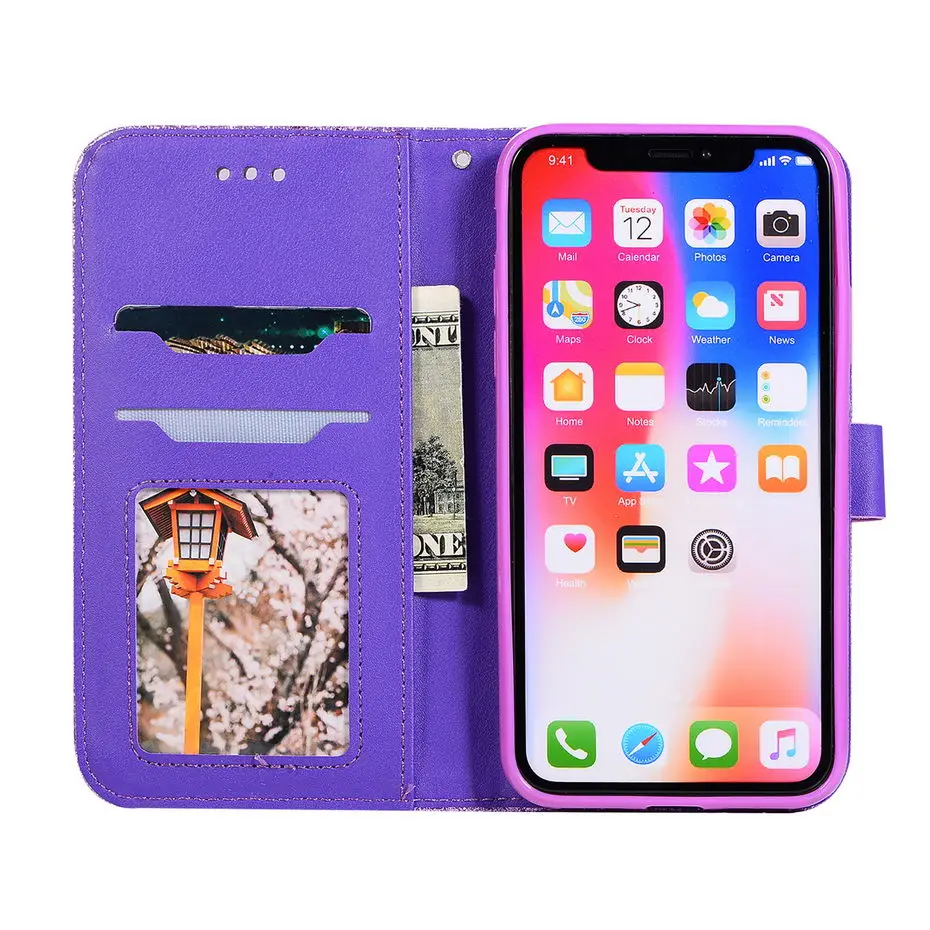Чехол-книжка из искусственной кожи с блестками для iPhone X, XS, XR, XS, Max, с пряжкой в виде сердца, чехол для iPhone 5 5S se, 6, 6 S, 7, 8 Plus