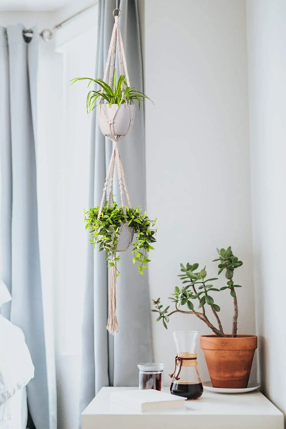 Macrame plant holder Plant Hook - Handmade Indoor Hanging Flower Pot Holder Modern Bohemian Home Decoration | Дом и сад