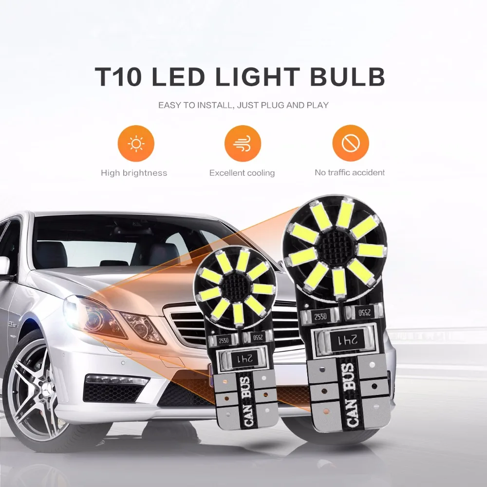 Auxmart 2pcs T10 светодиодный светильник номерного знака 6000K автоматический приборной
