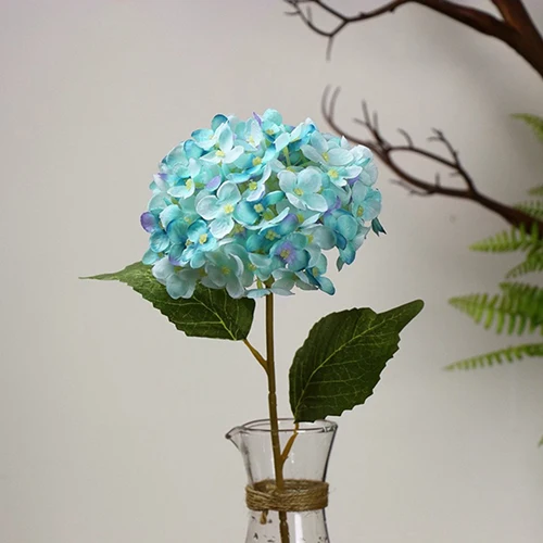 1 искусственный букет Искусственный шелк цветок Гортензия листья Свадебная