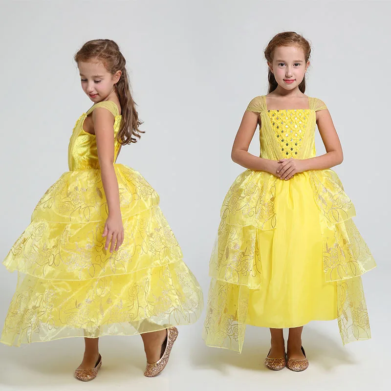 Belle Dress Halloween Baby Girls Children Yellow Party Costume Clothing | Тематическая одежда и униформа
