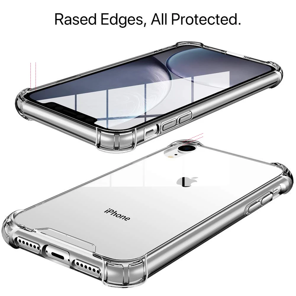 Ультратонкий Прозрачный чехол для iPhone 11 Pro Max X XR XS 6 6S 7 8 Plus ударный угловой бампер